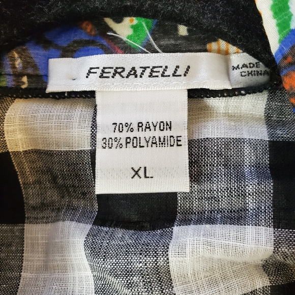 Feratelli Mixed Media Print Coverup Kimono Cardigan Multicolor XL - Picture 10 of 12